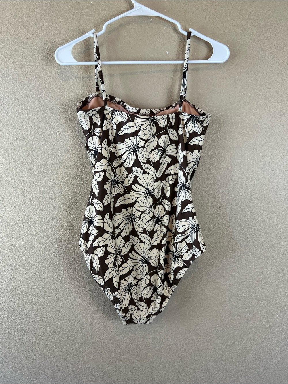 J.Crew Ruched bandeau one-piece swimsuit in floral brown - Picture 3 of 12